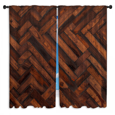 Wooden Parquet Flooring Window Curtains  Wood Sheer & Room Darkening - 2 Panels