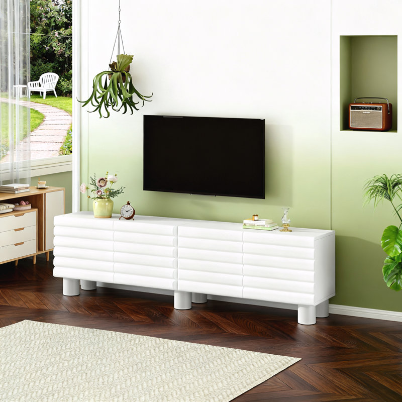 Meuble télé avec tablettes réglables, Blanc