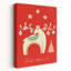 Oh Deer Christmas Is Here Red Bold Minimalist Playful Deer Winter Wall Art Print 1 Piece Wrapped Canvas Wall Art-152927505