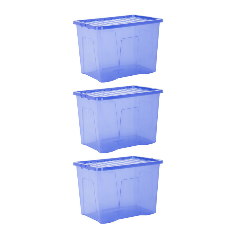 Wham Crystal 80L Plastic Storage BoxesTint Dusky, Blue