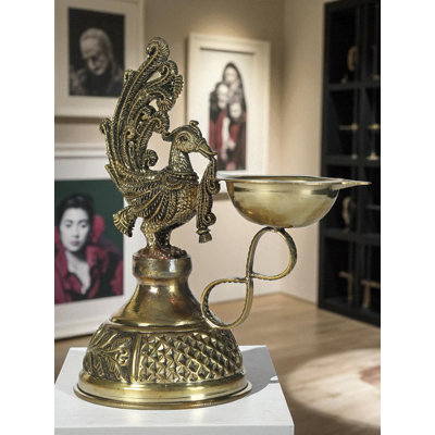 5" Superfine Brass Peacock Diya – Decorative Indian Oil Lamp, Handcrafted for Home Altar, Rituals & Festive Decor