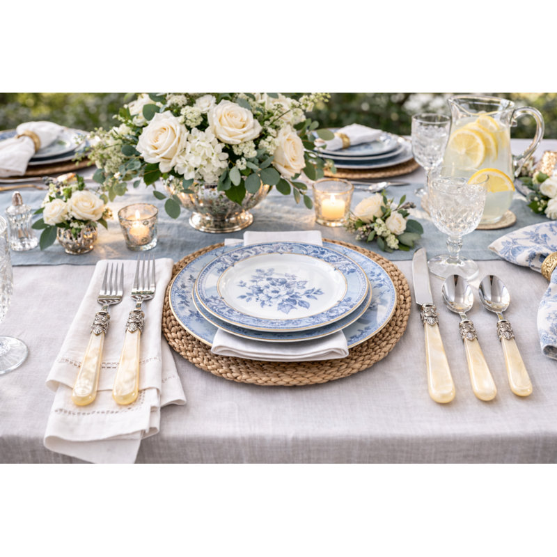 Ivory Pearlized Five Piece Flatware Set