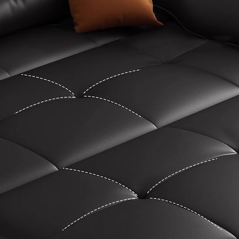 Canapé-lit noir en cuir écologique moderne, H 31,5 po x l 62,99 po x P 34,65 po
