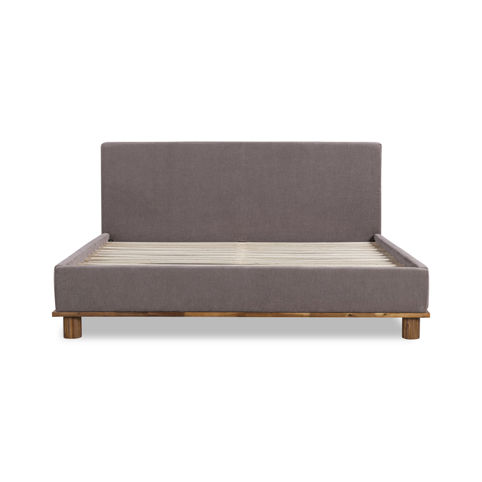 Plaza Upholstered Wood Platform Bed, King, Brown Velvet