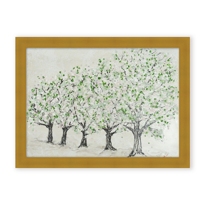 Nature Inspired "Springtime Serenity" Canvas Wall Art By , 30" H x 40" W, Framed Matted Print, Beige