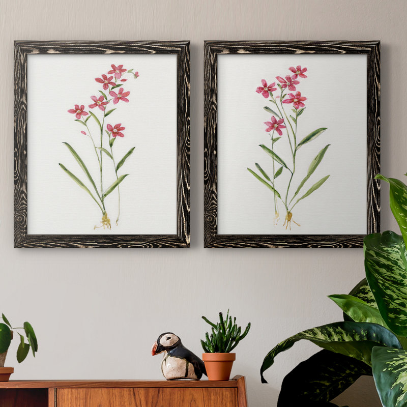 Delicate Pink I - ensemble de 2 peintures sur toile encadrées, Noir, H 31,5 po x l 43,5 po x P 1 po