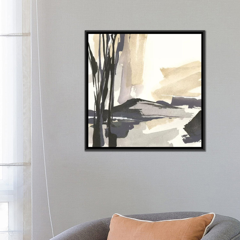 « placid iv », impression sur toile, H 18 po x l 18 po x P 1,5 po, Toile avec cadre noir, Pas de tapis