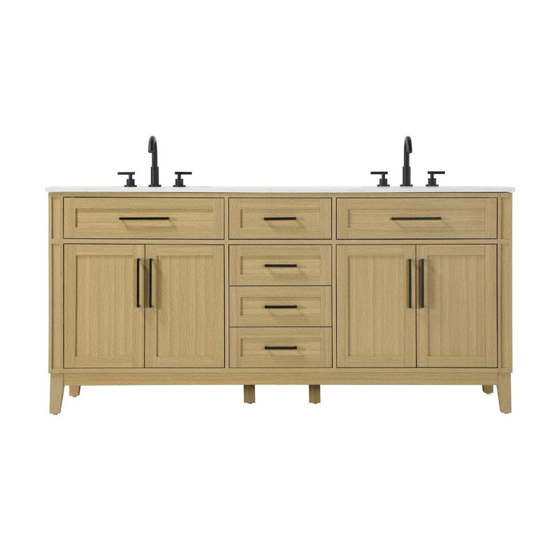 Meuble-lavabo double 72 po brun miel, 72", Brun miel