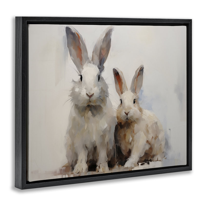  "Fluffy Spring Bunnies" par Arlington Prints, Cadre flottant noir de jais, H 17 po x l 21 po