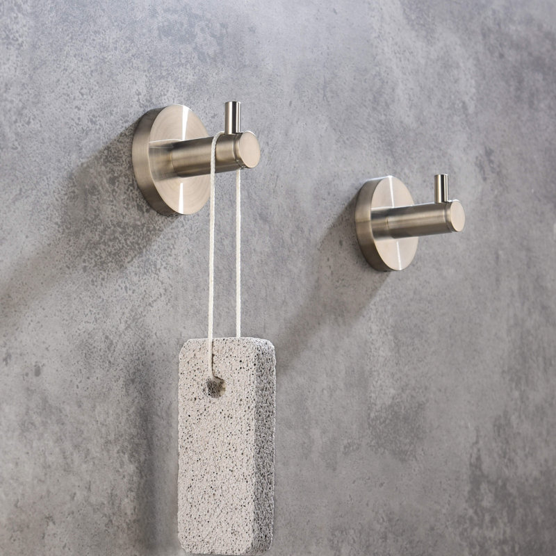 Ensemble de 3 crochets ronds pour serviettes et peignoirs de bain, Nickel brossé