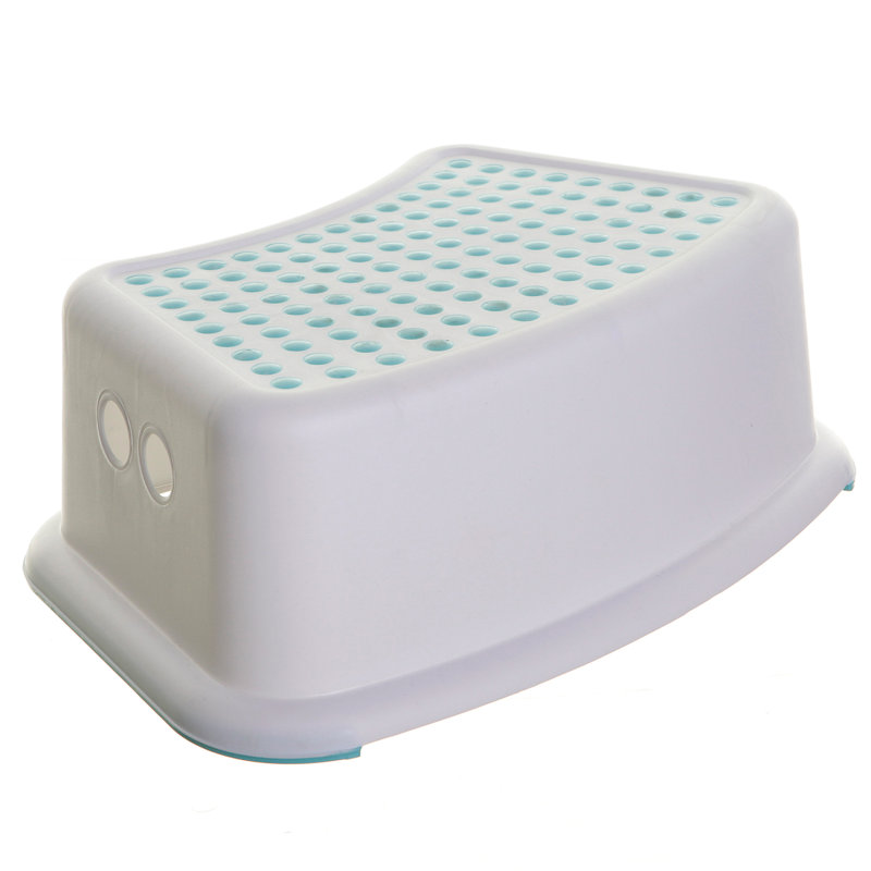 Step Stool, White/Aqua