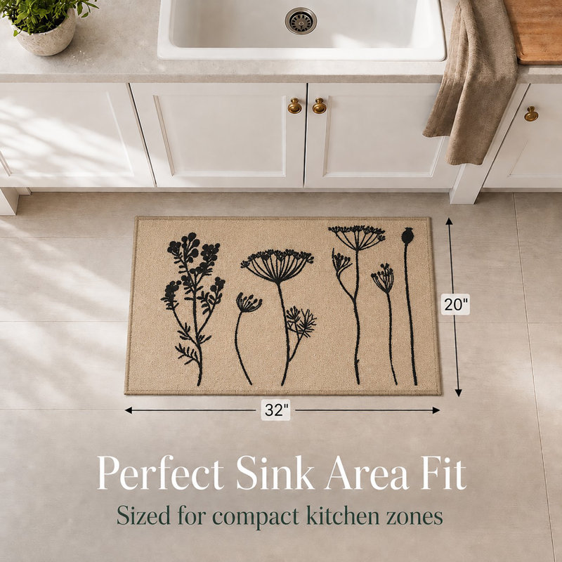 Tapis de cuisine Wildflowers, Brun clair et noir