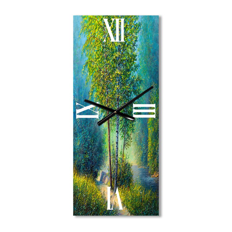 Horloge murale «Three Vibrant Trees by the River», Petit