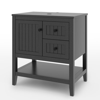 Base de meuble-lavabo simple 30 po seulement, lavabo vasque non inclus, tablette ouverte