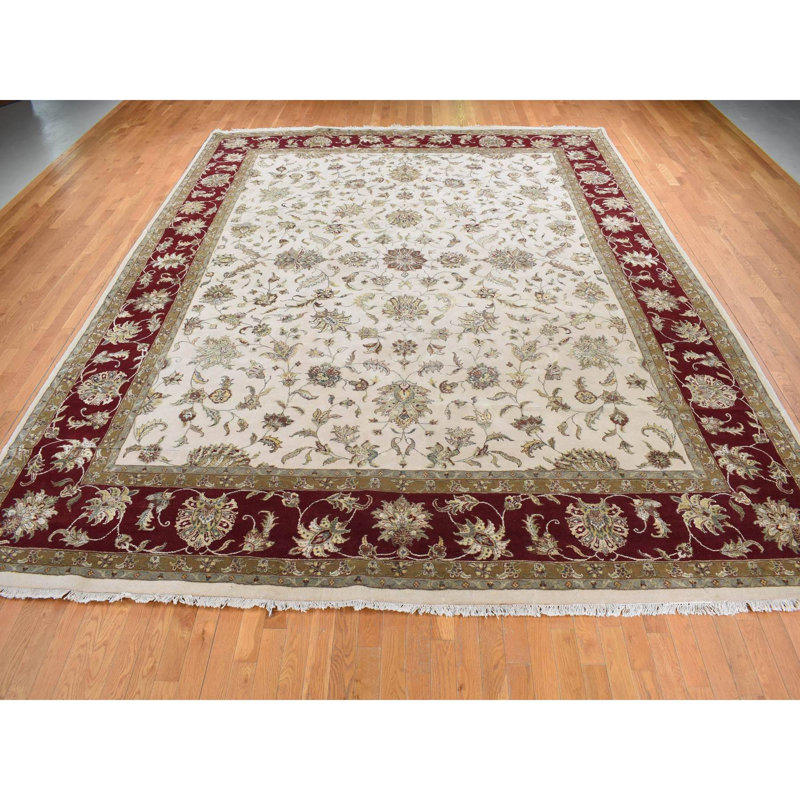 Tapis ivoire nouvel âge en soie 12 pi x 15 pi 3 po Souraya