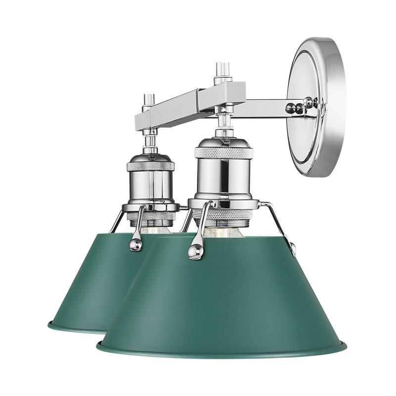 Orwell 2-Light Vanity Light in Pewter with Pine Green, Chrome