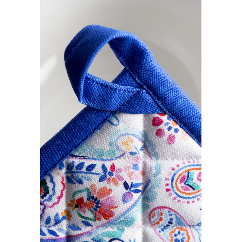 Ensemble de maniques Maison d'Hermine à motif floral indien 100 % coton - 20 x 20 cm