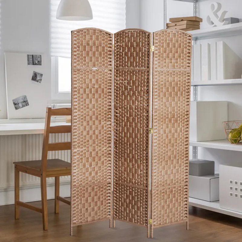 Natural 6ft 3-Panel Freestanding Folding Wicker Room Divider Privacy Screen