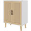 Buffet Buffet - Rangement de cuisine avec portes en rotin, armoire d'appoint, blanc