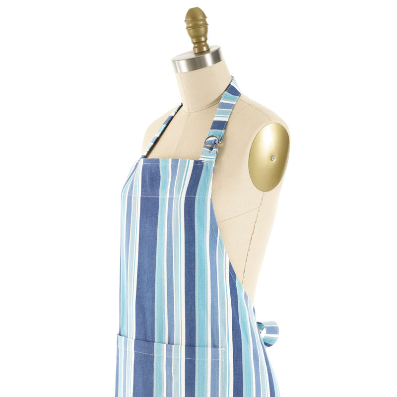 Bluemarine Stripe Cotton Unisex Bib Apron with Pockets