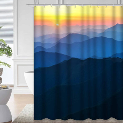 Rideau de douche avec 12 crochets Beautiful Sunset High Mountains