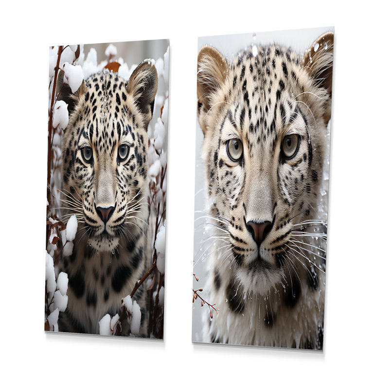 Ensemble de 3 reproductions en métal Leopard, H 28 po x l 24 po