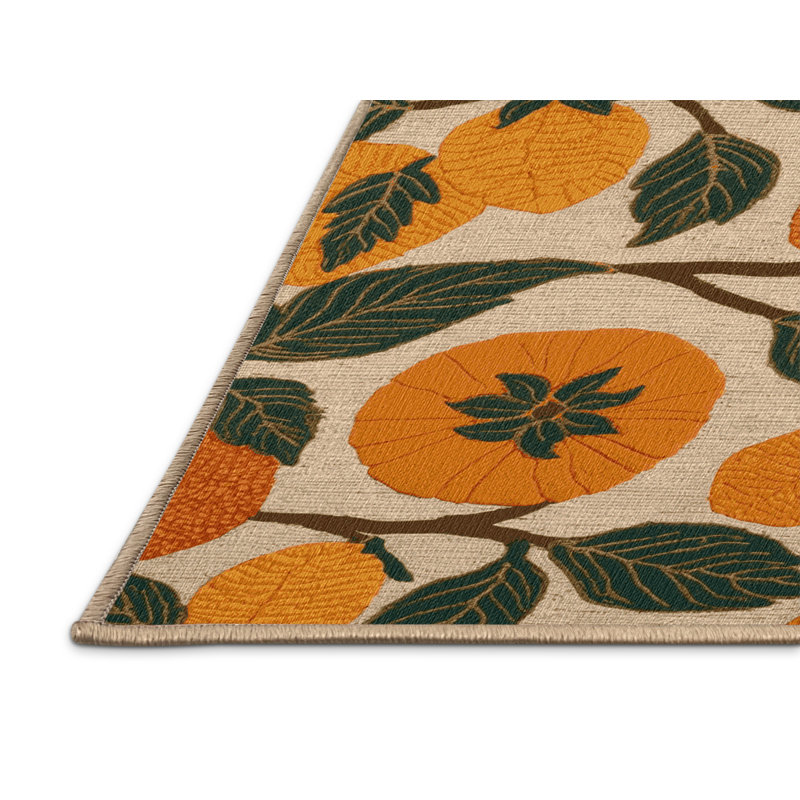  Tapis lavable fruits kaki américain, Carré 6 pi
