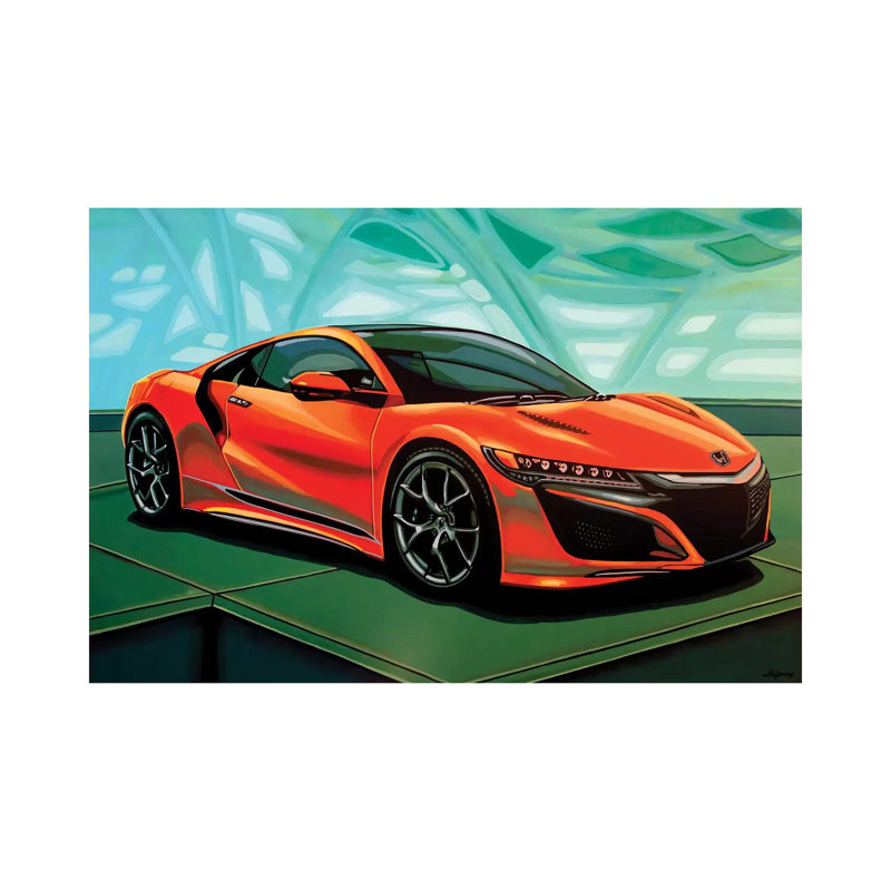 HONDA Acura NSX 2016 par Paul Meijering - Estampe numérique sur toile tendue avec châssis, H 8 po x l 12 po x P 0,75 po