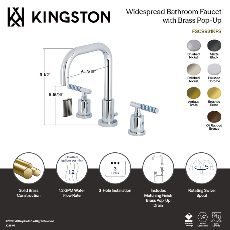 Robinet de salle de bain espacé Kingston, Bronze frotté à l'huile