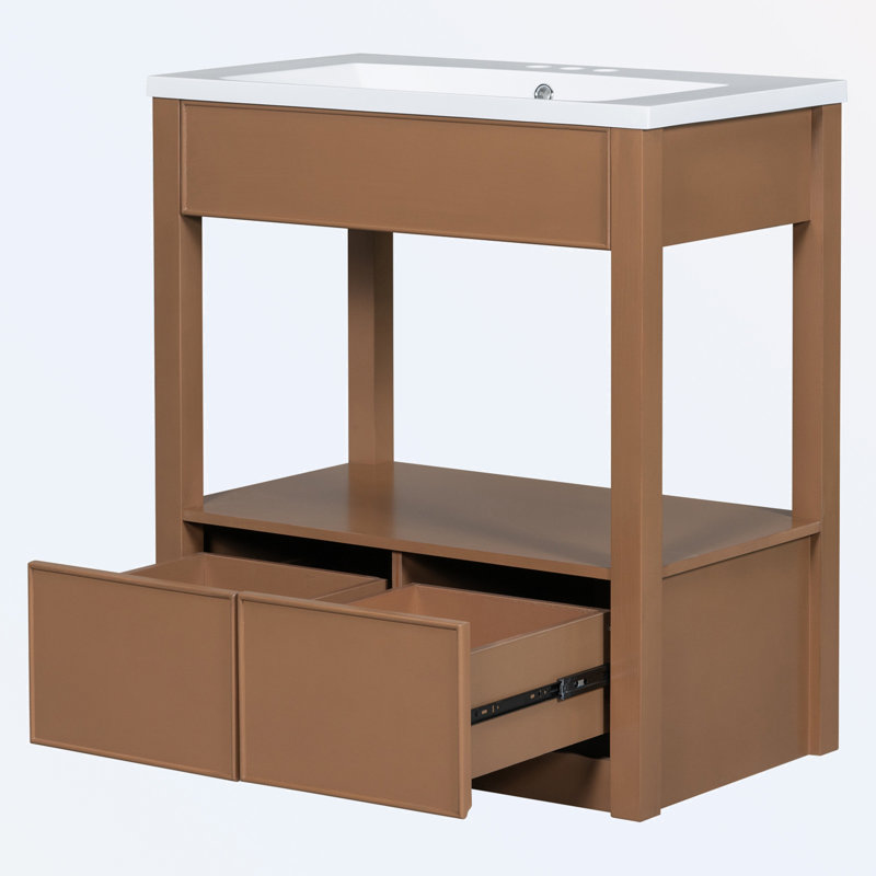 Ensemble de rangement de salle de bain Juwairia, Brun