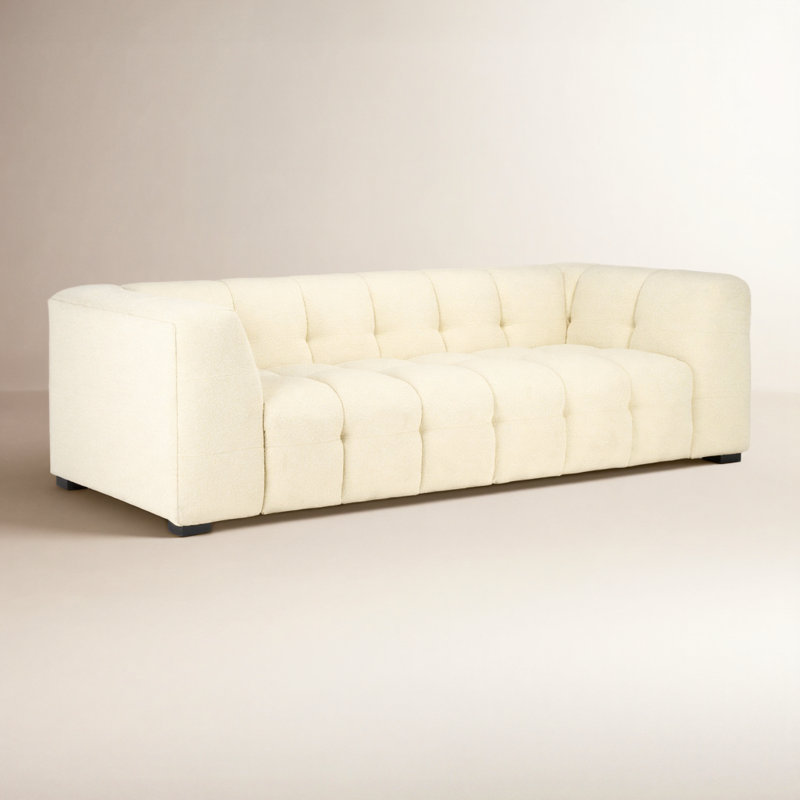 Canapé à accoudoirs droits 90 po, Crème Boucle