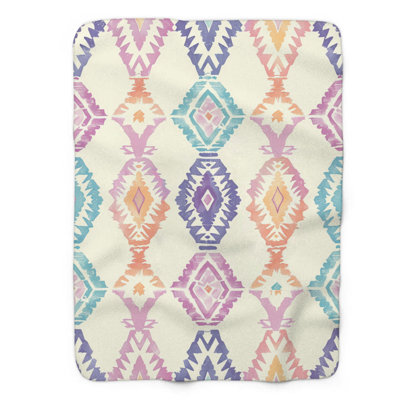Aztec Ikat Hues - 1 Piece Premium Sherpa Blanket