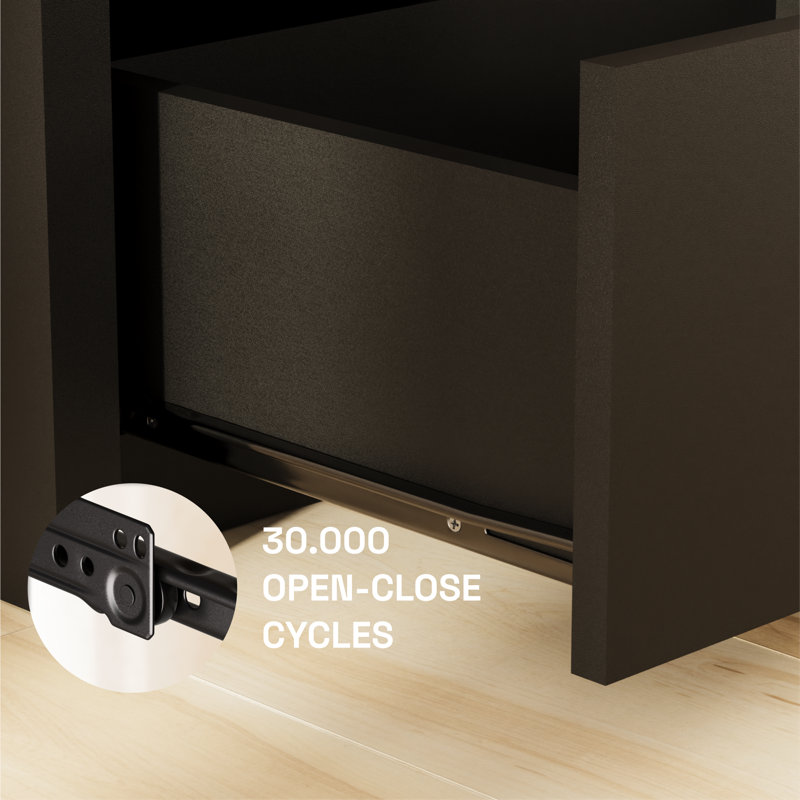 23” 2 Drawer Nightstand with Finished Back, Black