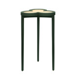 Clover Cigar Table With Reversible Lacquer And Natural Grasscloth Top In Matte Green Lacquer