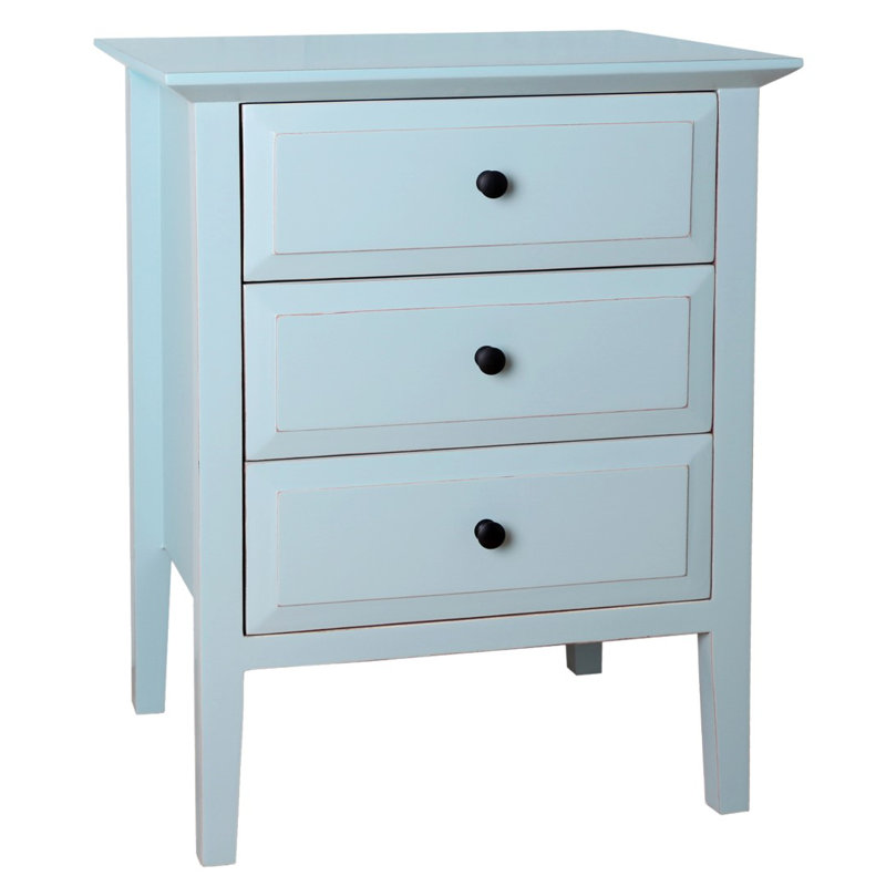 Xanthe 55.88cm W Solid Wood Bedside Table, Aqua