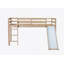 Lit simple mezzanine bas avec glissade, échelle, barrières de sécurité, lit mezzanine simple en bois d'hévéa, naturel