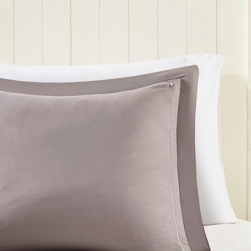 Édredon très grand avec 2 taies décoratives, réversible gris, gris, élégance