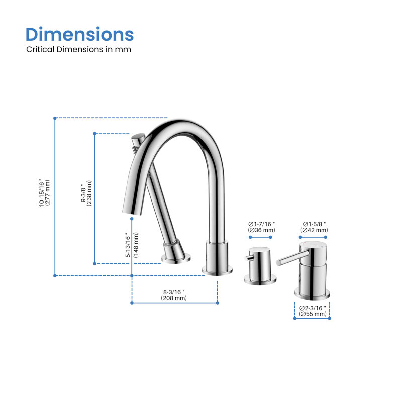 Circular Deck Tub Filler with Diverter, Chrome