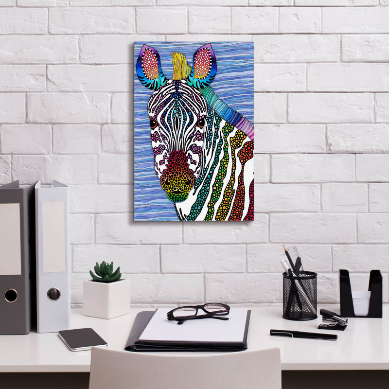 «Rainbow Zebra» par Hello Angel, art mural sur toile, 40 po x 60 po, H 18 po x l 12 po x P 0,75 po
