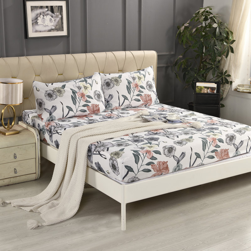 Complete Bedding Set Bliss Pink Floral Duvet Cover, Matching Fitted Sheet & Pillowcases