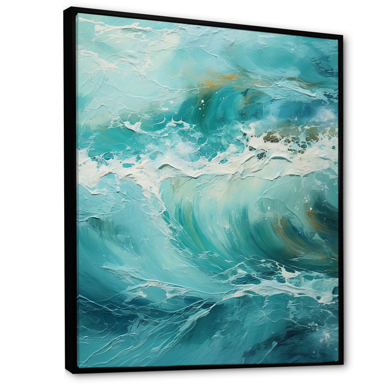 Impression sur toile Ocean Teal Wave Expression II - Coastal Waves, Cadre flottant noir, H 20 po x l 12 po x P 1 po