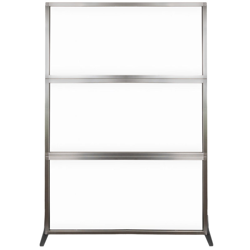 Cloison portative 6 pi Medipanel - Garniture argentée, H 72 po x l 48 po x P 15 po, Transparent