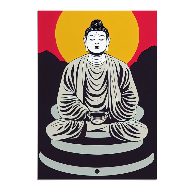 Buddha by Setting Sun - Wall Art, 29.7cm H x 21cm W, Paper, No Matte