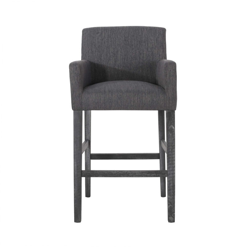 Tabourets de comptoir rembourrés de 30,5 po, Siège gris anthracite / structure noire, 1