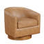 Chaise pivotante de style selle - base en bois, similicuir brun, sans inclinaison ni bascule 29,5 po Cuir et base profondément emballés