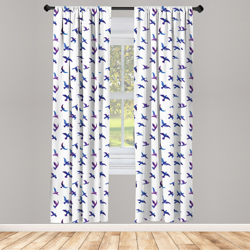 Birds Semi-Sheer Rod Pocket Sliding Panel, 28" x 95"