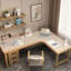 Bureaux en bois massif en L de couleur bois-107197182-107197184