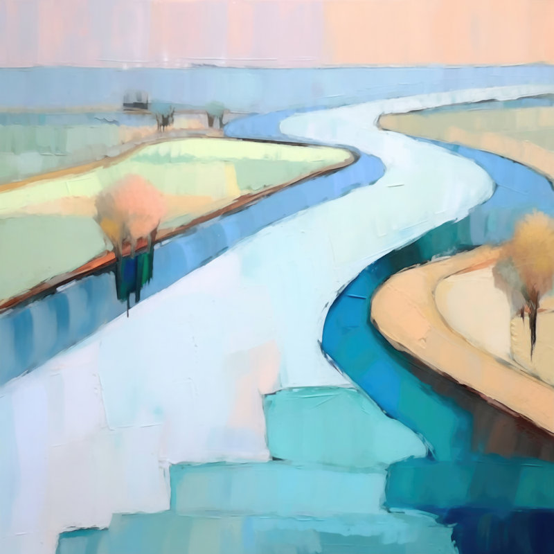 "Paysage 42" sur toile, H 15 po x l 15 po