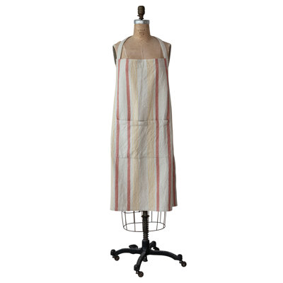 Artisan-Striped Cotton Kitchen Apron