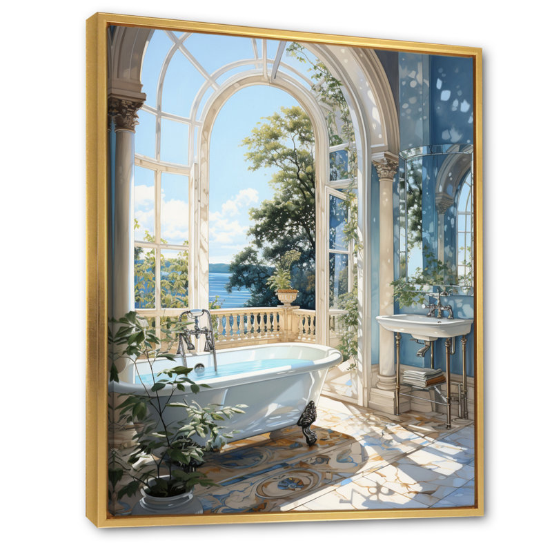 Dashira Bathroom Tranquil Reflections IV - Impressions encadrées pour la salle de bain, H 44 po x l 34 po, Doré